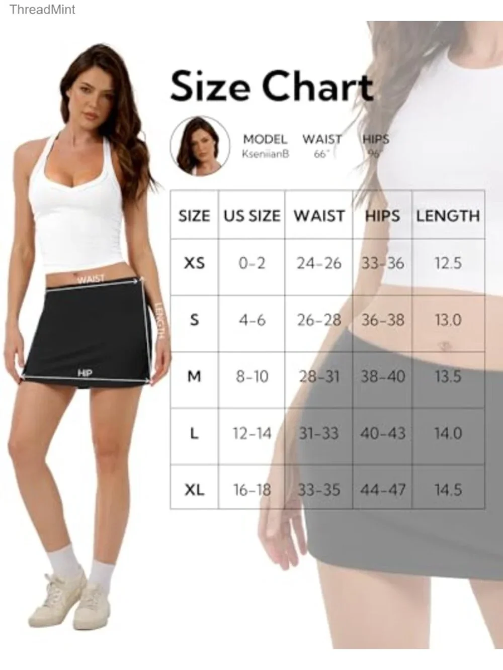 Women's Mini Skort with Pockets and Built-in Shorts A-Line
